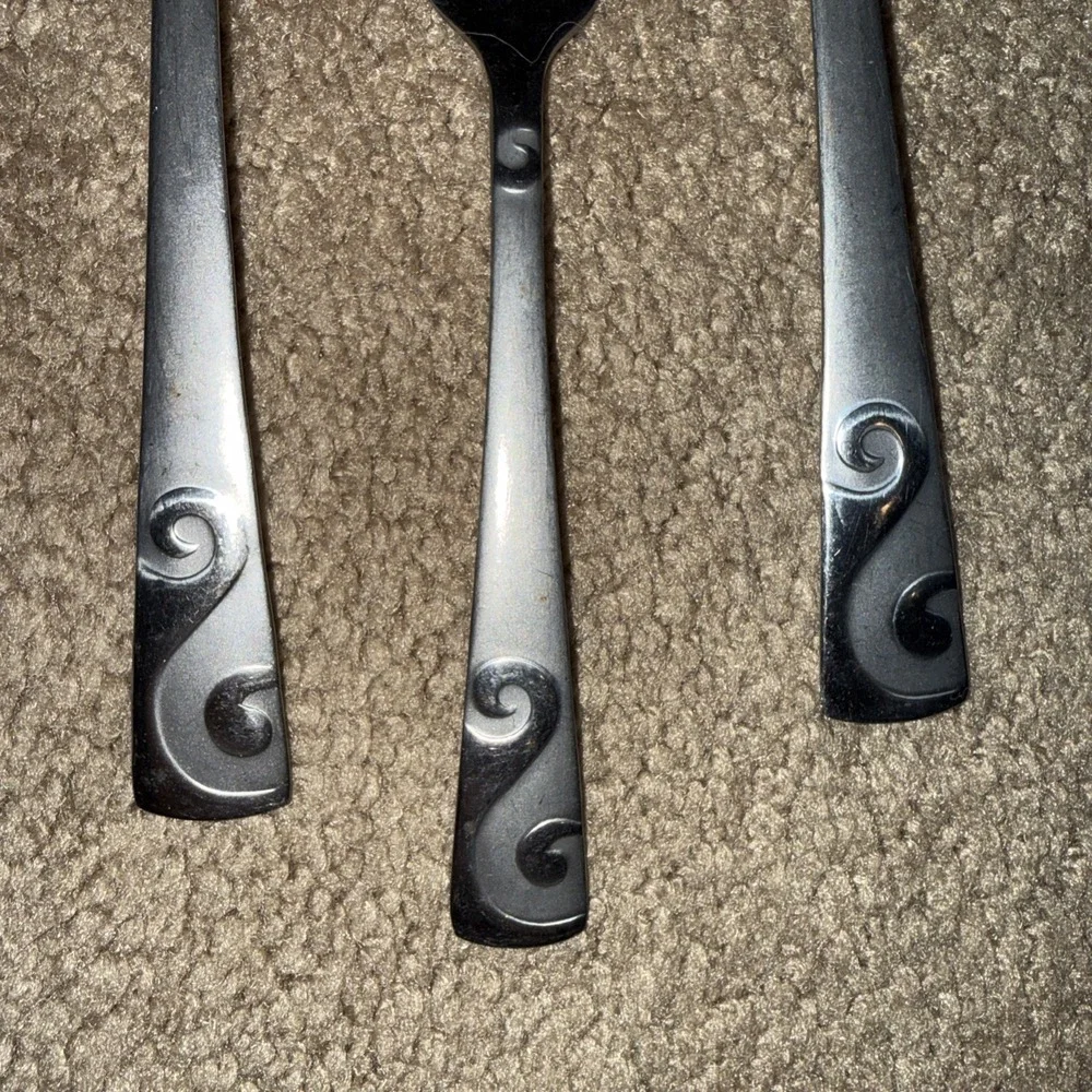 Cambridge Stainless Sand Script Forks, two dinner one dessert